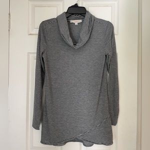 Loft long sleeve black and white striped cowl neck
